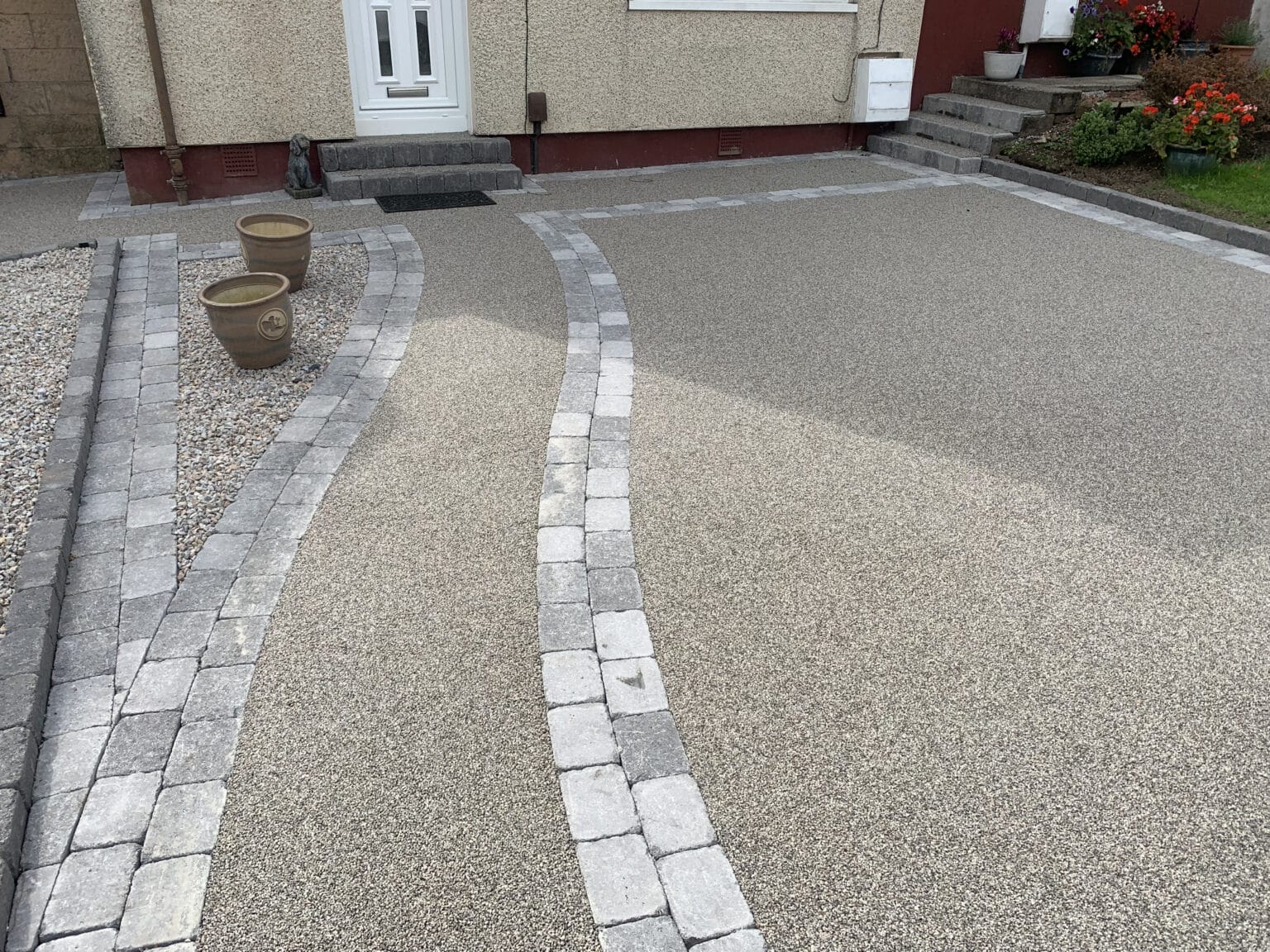 Path and drive completed with resin