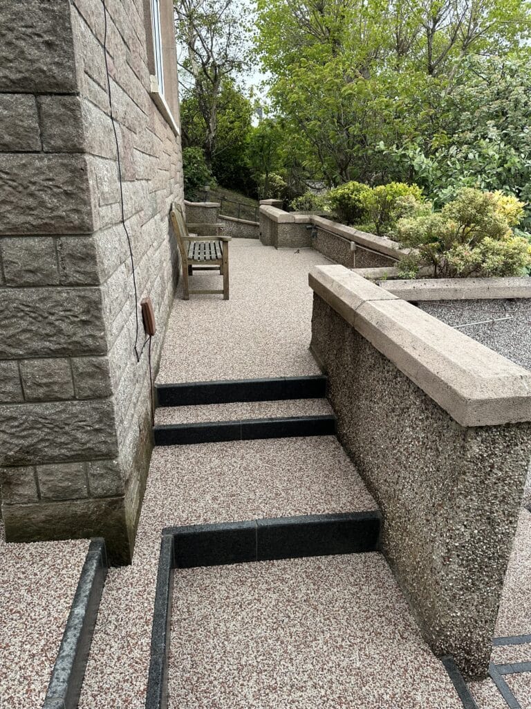 stairs and bench area