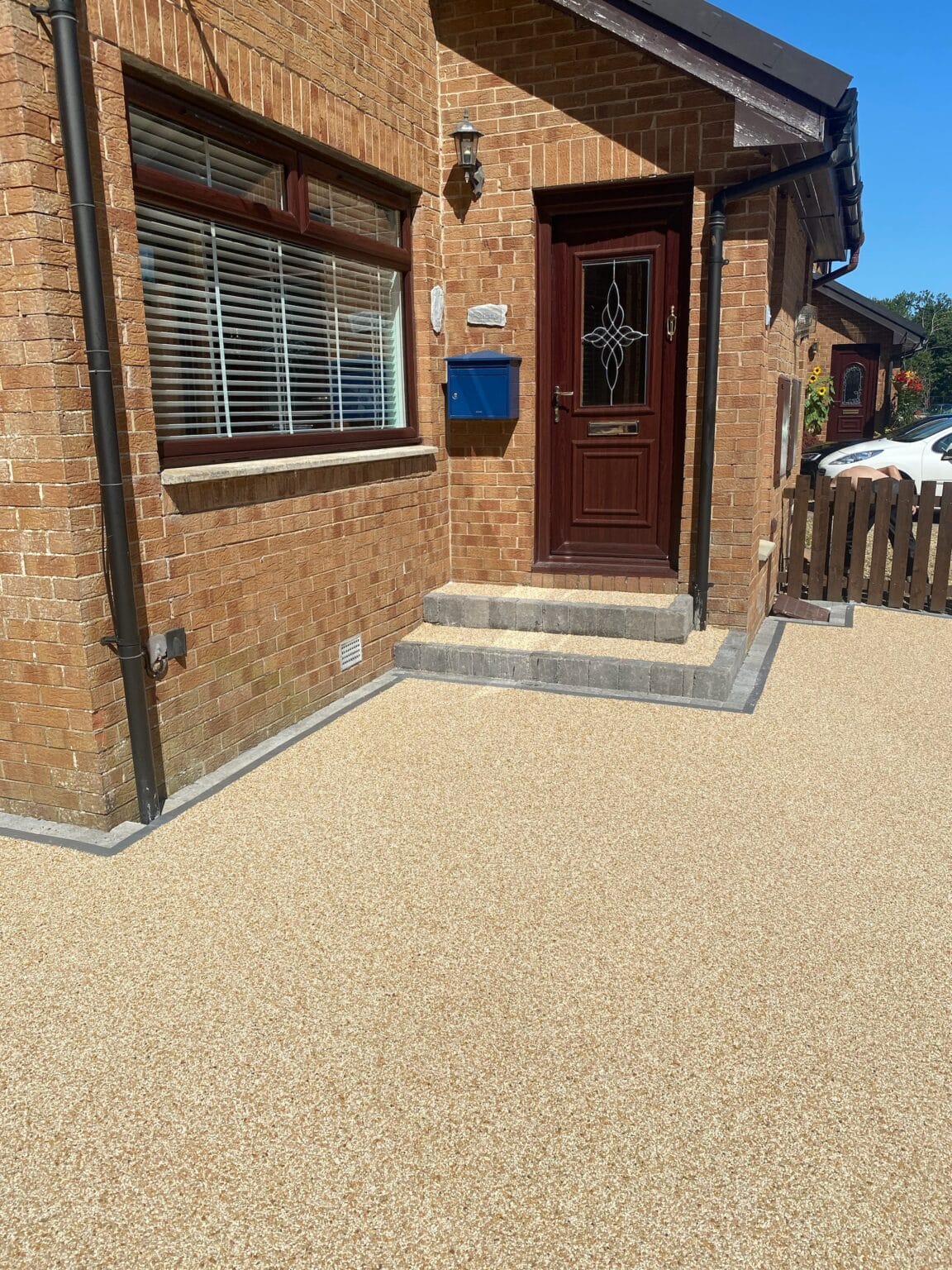 Completed driveway outside front door